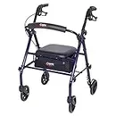 Carex Steel Rollator Walker with Seat and Wheels - Rolling Walker for Seniors - Walker Supports 350lbs, Foldable, For Those 5'0" to 6'1"