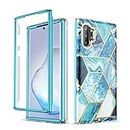 Asuwish Phone Case for Samsung Galaxy Note 10 Plus Note10+ 5G Cell Cover Hybrid Luxury Cute Marble Shockproof Full Body Hard Heavy Duty Slim Accessories Note10 + Notes 10+ Ten Not S10 10Plus Blue