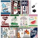 Seasonal Garden Flags Set of 12 Winter Garden Flags 12x18 Double Sided, Holiday Decor Valentines Day Garden Flag Small Yard Flag Outdoor Garden Flags for All Seasons Outside w/ Anti-Wind Clip &Stopper