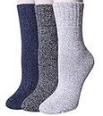 Alexvyan 3 Pair Solid Soft & Woolen Cozy Knitted Winter Thick Warm Stretchy Elastic Socks (Without Thumb) for Boys Gents Man Male (Men Design 4)