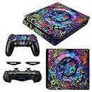 eXtremeRate Full Set Faceplate Skin Decals Stickers and 2 Led Lightbar for Playstation4 Slim/for PS4 Slim Console & 2 Controller Decal Covers for PS4 - Psychedelic Cannabis