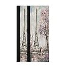 Eiffel Tower Pink Blossom Refrigerator Door Handle Cover 2 Pcs Retro Paris Floral Kitchen Appliance Decor Oven Microwave Dishwasher Stove Fridge Replacement Handles Gloves Protector