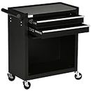 DURHAND 2-Drawer Rolling Tool Chest on Wheels, Metal Tool Cabinet for Warehouse, Workshop and Garage, Black