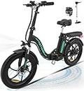 HITWAY Electric Bike, 20" Fat Tire Ebikes, 11.2Ah 250W 36V E Bike, 35-90KM Electric Folding Bikes with 7 Gears SHIMANO System City E Bike Mountain Bicycle for Adults