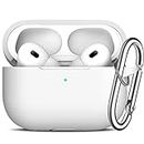 R-fun AirPods Pro 2nd et 1st Generation Case Cover with Keychain, Full Protective Silicone Skin Accessories for Women Men with Apple AirPods Pro 2022/2019 Charging Case,Front LED Visible-Blanc