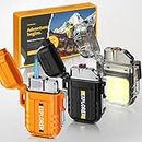 Lafagiet 3 Pack of Electric Lighter+Torch Lighter+Coil Lighter, USB C Recharge, Waterproof Windproof Lighers for Candle, Camping, Survival Tactical Gear (NO Butane Gas)