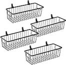 SHIOK DECOR Farmhouse Metal Wire Wall Mounted Small Bin Basket | Portable Rustic Hanging Wall Basket for Cabinets, Closets, Bathroom, Home & Kitchen Storage Organizer | Pack of 4 -Black