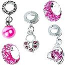 5 Pcs - Silver Charms Beads for Pandora style Charm Bracelets & Necklaces/Captivating Showstoppper/For Womens Girls Jewellery Gifts (x 5 Charms)