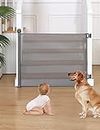 COMOMY 0-180cm Auto-lock Retractable Baby Gates for Dogs, Gates for Kids 84cm Tall, One Handed Silent Operation Baby Gate for Stairways & Hallways, Indoor & Outdoor(Grey)