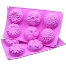 (6-Cavity) TopolMold 3D Pink Flower Mold - Easy Cupcake Toppers, Chocolate, Candy (Oven Safe)