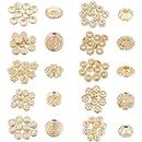 BENECREAT 100 Pcs Real 14K Gold Plated Beads, 10 Styles Flower Shaped Alloy Beads，Alloy Spacer Bead Flowers for Jewelry Crafting, DIY Crafts, Clothing Accessories