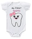 I AM ROMPER Baby Bodysuits Newborn Half Sleeve Envelope Neck Cotton Blend Cute My First Teeth, My First Tooth Printed Rompers For Baby Boy & Girl (3-6 Months, My First Tooth 2)