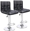 Duramex (TM) Set of 2 Black Height Adjustable PU Leather Hydraulic Lift Counter Bar Stool Dining Chair