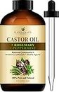 Handcraft Blends Castor Oil with Rosemary and Peppermint Oil in Glass Bottle - 4 Fl Oz - 100% Pure and Natural - Premium Grade Oil for Hair Growth, Eyelashes and Eyebrows - Carrier, Hair and Body Oil