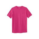 Men's Big & Tall Shrink-Less™ Lightweight Longer-Length Crewneck Pocket T-Shirt by KingSize in Electric Pink (Size 4XL)