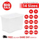Plastic Storage Boxes with Lids Home Office Stackable Wardrobe Organiser UK Made