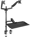 VIVO Black Dual Monitor Sit-Stand Height Adjustable Workstation, Standing Desk Mount with Pneumatic Spring, Holds 2 Screens up to 32 inches STAND-SIT2B