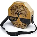 POGOLAB Two-tone Cajon, Portable Travel Wooden Drum with Adjustable Strap, Easy to Carry, Unique Appearance, Beautiful Percussion Instrument (Natural Brown)
