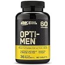 Optimum Nutrition Opti-Men Multivitamin-Nahrungsergänzungsmittel für Männer mit Vitamin D, Vitamin C, Vitamin B6 und Aminosäuren, geschmacksneutral, 60 Portionen, 180 Kapseln