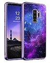 GUAGUA Galaxy S9 Plus Case Samsung S9 Plus Cases Glow in The Dark Noctilucent Luminous Cover Space Nebula Slim Thin Shockproof Protective Phone Cases for Samsung Galaxy S9 Plus Purple/Blue