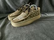 Clarks Wallabees Cup/ Suede Leather Loafer/ Dark Olive Print Paisley