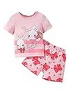 I. T Cotton T-Shirt and Short Set for Baby Girls | Printed Half Sleeves Clothing Set for Kids (Multi, 3-4 Years) Pink