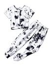 Arshiner Girls Hip Hop Clothes 2 Piece Tie Dye Outfits Street Dancewear Black&White 6/7