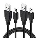 2Pack Charging Cable for PS3 Controller, USB 2.0 Type A to Mini B Cable Sync Cord for Sony Playstation 3 PS3/ PS3 Slim/PS Move Controllers - Black