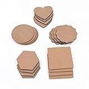 Alvika - DIY Coasters - MDF Plain Wooden Coasters in Mixed Shapes - Cutouts for Painting, Wooden Craft Board for Resin Art & Fluid Art, Decoupage, Mandala Art, Pyrography - Set of 20