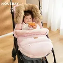 Stroller Footmuff Winter Baby Sleeping Bag In Pram Removable Thicker Fur Collar Warm Flannel Newborn