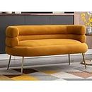 WOODENYA Velvet 2 Seater Sofa (Size : 30'' H X 50'' W X 28'' D) Modern Mini Couch with Tufted Backrest, Upholstered Comfy Settee Loveseat for Bedroom, Small Space (Mustard)