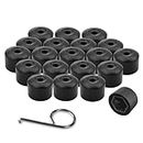 NTNEV 20PCS Car Tire Lug Nut Cover + Removal Tool, 17mm Inner Hexagon Dustproof Tire Screw Cap, Wheel Bolt Cover Dismantle Replacement 1K0 601 173, Universal Maintenance Tool for Most Cars (Black)
