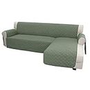 Easy-Going Sofa Slipcover L Shape Sofa Cover Sectional Couch Cover Chaise Lounge Slip Cover Reversible Sofa Cover Furniture Protector Cover for Pets Kids Dog Cat(Small,Greyish Green/Greyish Green)