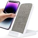 AGPTEK Wireless Charger, 15W White Fast Wireless Charging Stand, Qi-Certified for iPhone 15/14/13/12/12 Pro/11/11 Pro Max/XS Max/XR/XS/X/8, for Samsung Galaxy S22/S21/S20/S10/S9/S8 (No AC Adapter)