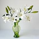 YalzoneMet 2 Pcs White Stargazer Lily Artificial Flowers for Decoration, 28 inch Long Stems Real Touch latex Fake Flowers, Faux Silk Easter Lily for Spring Indoor Home Office Wedding Table Centerpiece