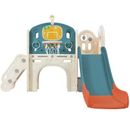 Mocoloo Climbers Playground, 7 in 1 Slide Climber for Toddler, w/ Ball & Hoop, Storage Space in Red/Blue | 43.7 H x 73.2 W x 60.2 D in | Wayfair