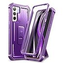 Dexnor Case for Samsung Galaxy S21 5G 6.2 Inch with Built-in Screen Protector Military Grade Armour Heavy Duty Front and Back 360 Full Body Shockproof Bumper Protection Cover with Stand - Purple