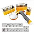 OWDEN Metal Stamps for Jewelry Making, Art Font Uppercase Letter Punch Set and Art Font Lowercase Letter Punch wtih 1 Set Number Punch Set Size:1/8",3mm Stamps Hammer and Steel Bench Block