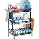 YOZOTI Dish Drying Rack for Kitchen, 3 Tier Dish Racks Kitchen Counter Dish Drainers, Large Capacity Dish Strainers with Drain Board Tray Utensil Holder for Countertop Organizer Storage Space Saving