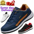 Mens Trainers Fashion Sneakers Sports Leather Casual Lace Up Walking Shoes Size