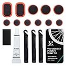 VeloChampion Glue Bike Tire Puncture Repair Kit with Rubber Solution and Storage Case for All Bicycles; Road, Mountain, Commuter Bikes. 11 Repair Patches. 3 Tyre Levers