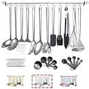 Set di utensili da cucina in acciaio inossidabile, Kyraton set di utensili da cucina da 37 pezzi, set di gadget da cucina con portautensili antiaderente e resistente al calore