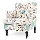 Christopher Knight Home Harrison Fabric Tufted Club Chair, White / Blue (29.5"D x 28"W x 33.5"H)