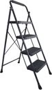 Folding Step Stool with Wide Anti-Slip Pedal, 330lbs Sturdy Steel Ladder, 4-Step