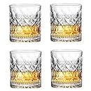Whiskey Glasses Set, 10 oz Set of 4 Crystal Glasses, Suitable for Drinking Scotch Whiskey, Bourbon and Vodka Cocktail Drinks, Very Suitable for Parties, Bars, Restaurants and Families etc