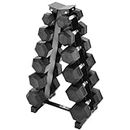 Equipped Gym - Weights Dumbbells Set With A Shaped 6 Tier Rack Stand. 5kg-30kg Pairs Cast Iron Gym Weights. Gym Equipment For Home And Commercial Use For Both Men And Women