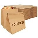 SHUESS 100 Pcs Brown Paper Bags - 23 x 15 x 25 cm (9 x 6 x 10 Inch) Large Paper Lunch Bags - Brown Bags for Food, Sandwich, Bread, Candy, Cookies