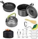 Qupzze Outdoor Camping Cookware Set Portable Camping Dinnerware Aluminum Camping Tableware Cooking Pot Set Picnic Dinnerware for Backpacking Hiking