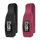 EEweca 2-Pack Clip for Fitbit Inspire or Inspire HR Holder Accessory, Black+Sangria