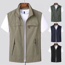 Men Outdoor Vest Multi-Pockets Waistcoat Hiking Fishing Sleeveless Soft Jackets 